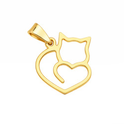 Wisiorek kot ramka z sercem złoto 585