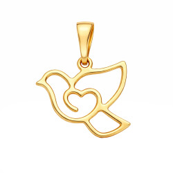 Wisiorek gołąb ramka z gładkiego złota 585