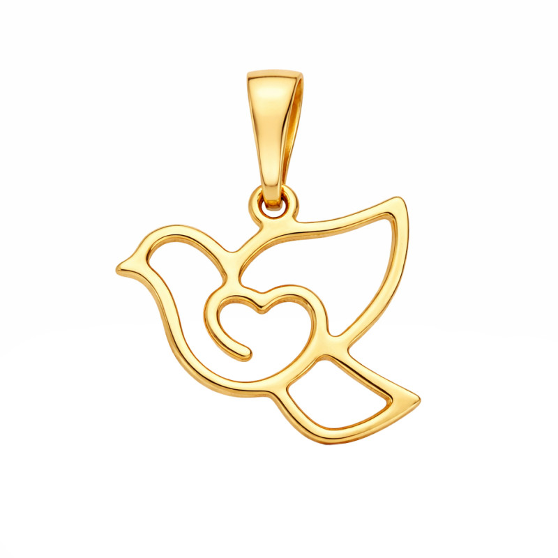 Wisiorek gołąb ramka z gładkiego złota 585