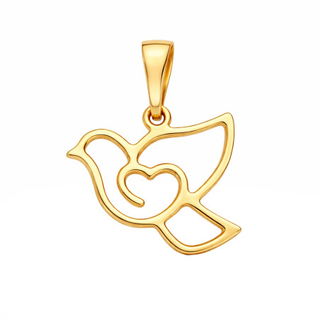 Wisiorek gołąb ramka z gładkiego złota 585