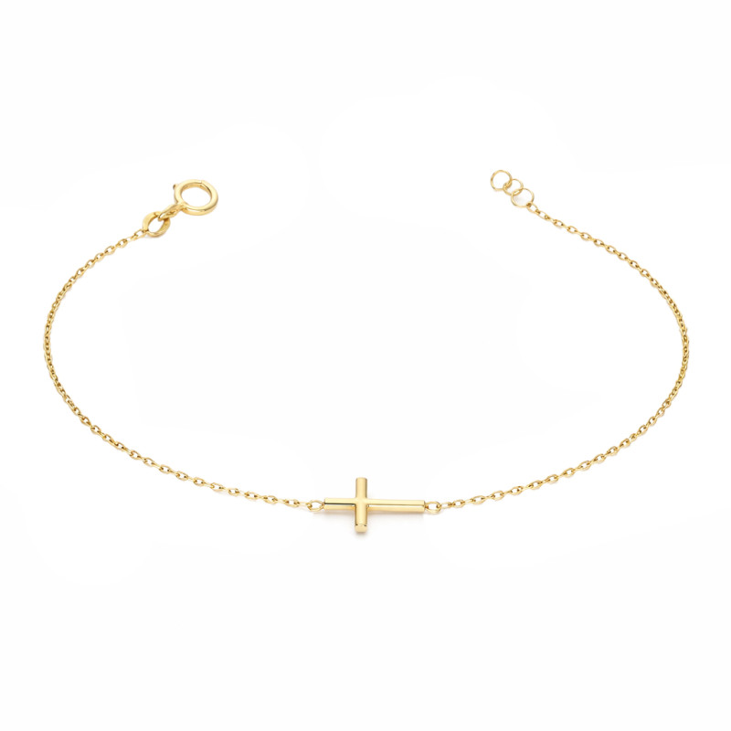 Bransoletka złota z krzyżem bokiem próba 585