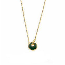 Pozłacany Naszyjnik z Malachitem Koło - JubilerSezam.pl