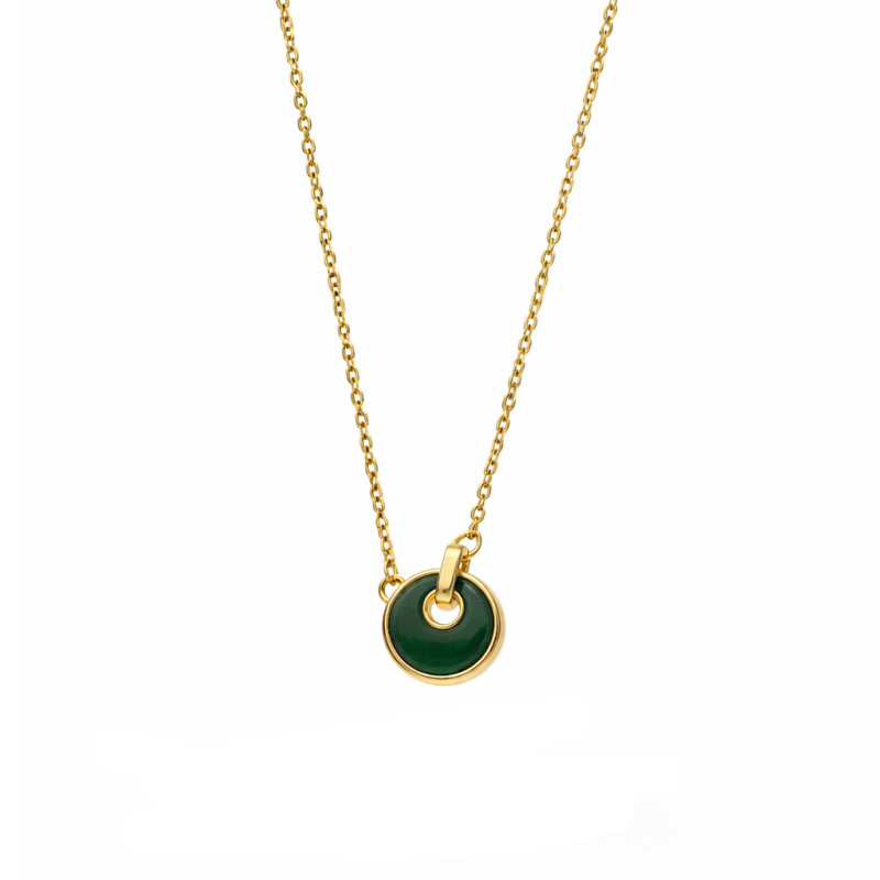Pozłacany Naszyjnik z Malachitem Koło - JubilerSezam.pl
