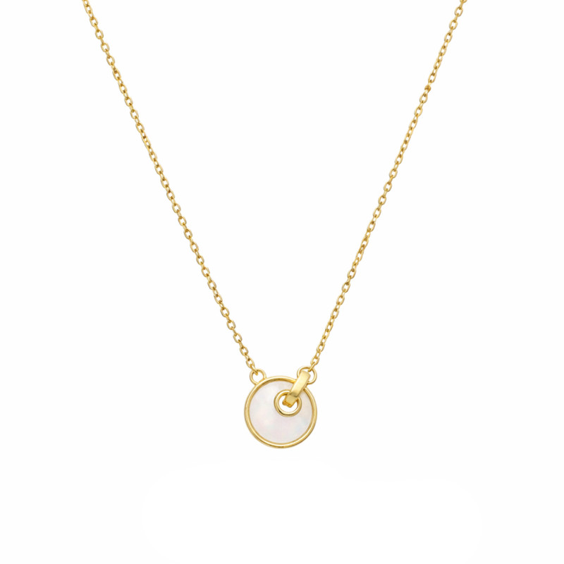 Pozłacany Naszyjnik z Masą Perłową Koło - JubilerSezam.pl