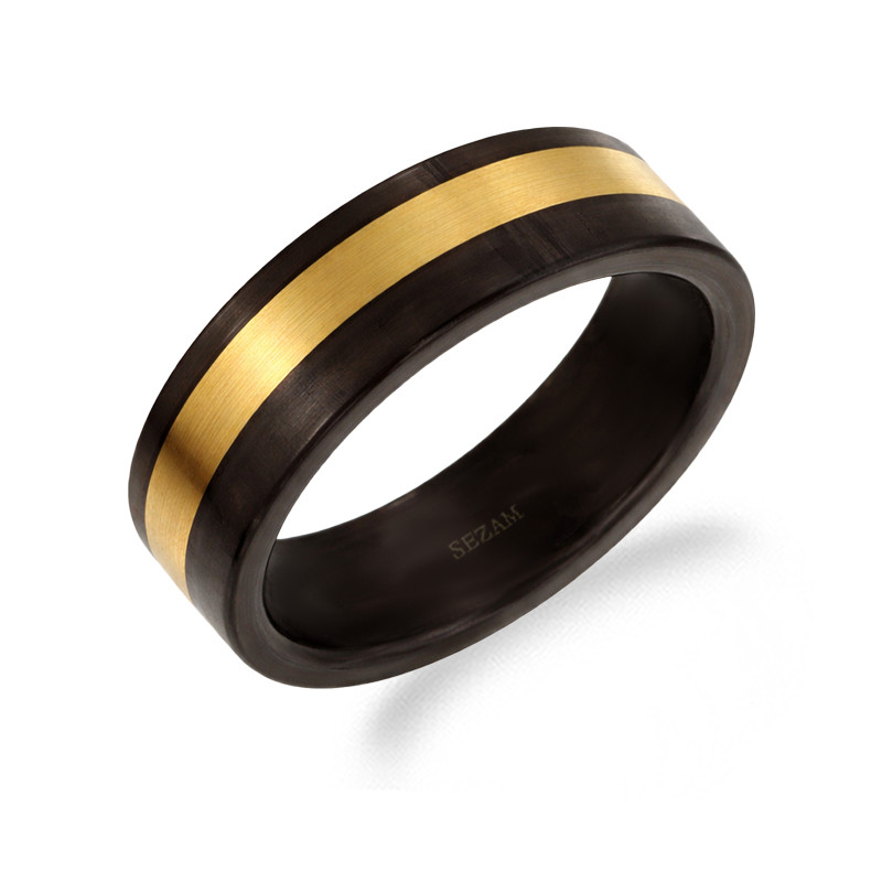 Obrączka z karbonem i złotem 333 GC8-7