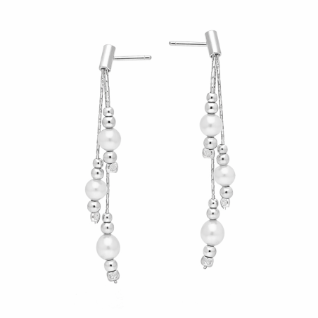 Kolczyki wiszące z perełkami jubilerskimi ze srebra 925
