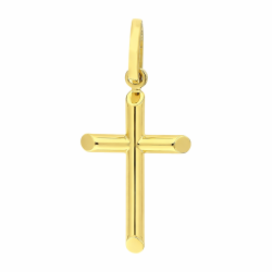 Krzyżyk złoty gładki rurka ramiona ścięte, próba 585