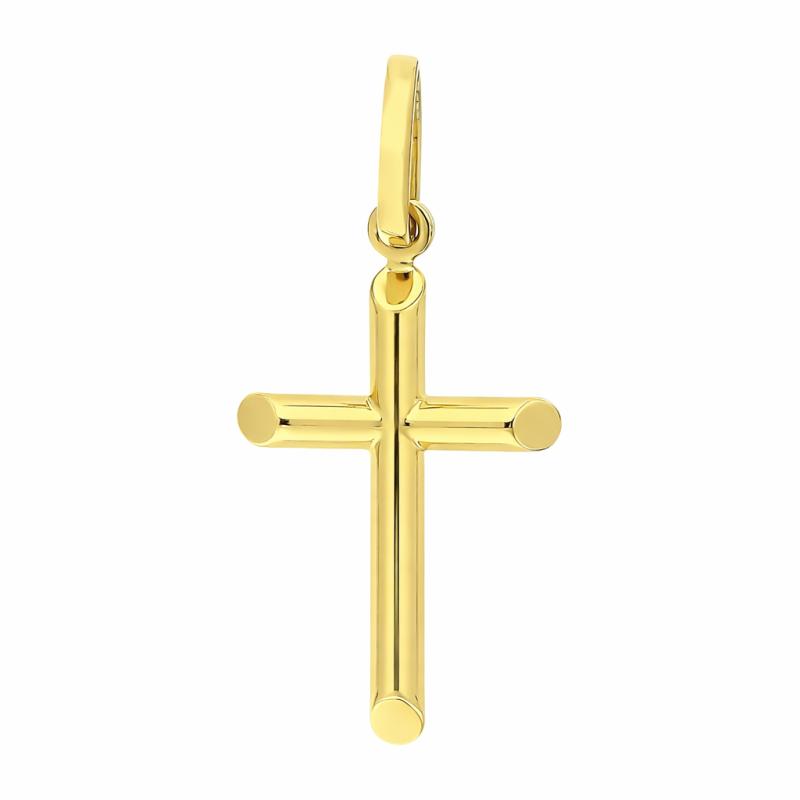 Krzyżyk złoty gładki rurka ramiona ścięte, próba 585