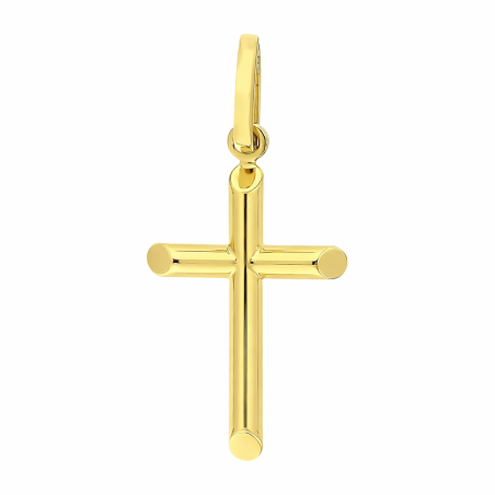Krzyżyk złoty gładki rurka ramiona ścięte, próba 585