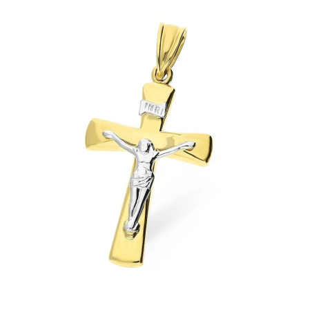 Krzyżyk z Wizerunkiem ramiona poszerzane, złoto 375