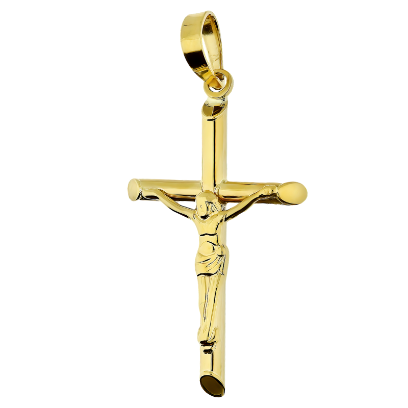 Krzyżyk rurka z Wizerunkiem, złoto 585
