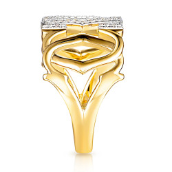 Pierścionek z diamentami na splecionych literach C, diamenty 0,13 ct, złoto 585