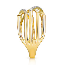 Pierścionek Line z diamentami 0,13 ct, złoto 585