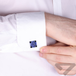 Spinki do mankietów czarna stal i lapis lazuli