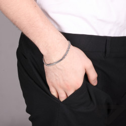 Bransoletka srebrna próby 925 płotek z blaszką