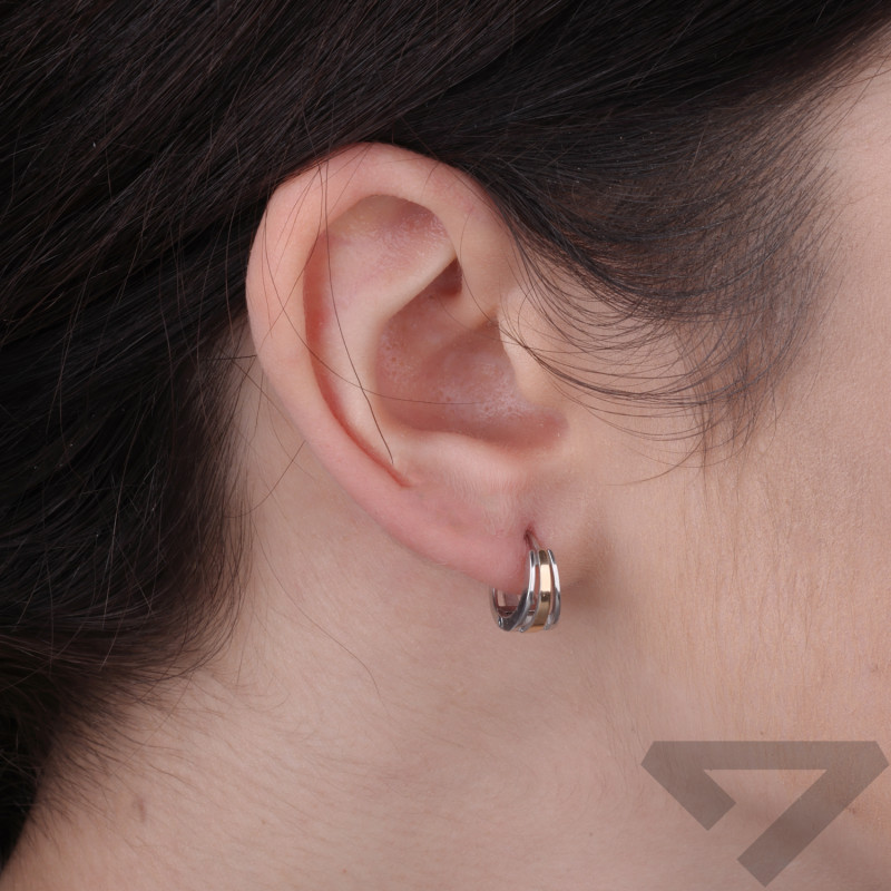 Kolczyki srebrne próby 925 kółka 12 mm z blaszką ze złota 375