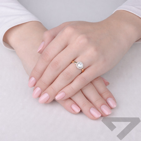 Pierścionek Metropolis srebro 925 w połączeniu złotych blaszek próby 375