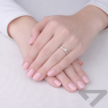 Pierścionek srebrny rings ze złotą blaszką 375, srebro próby 925