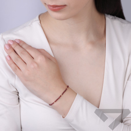 Bransoletka złota z granatami fasetowanymi, złoto próby 585