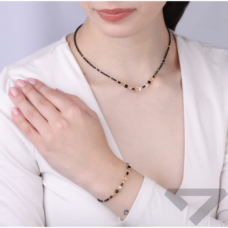 Bransoleta złota 585, z agatami, spinelami i kryształkami Swarovski