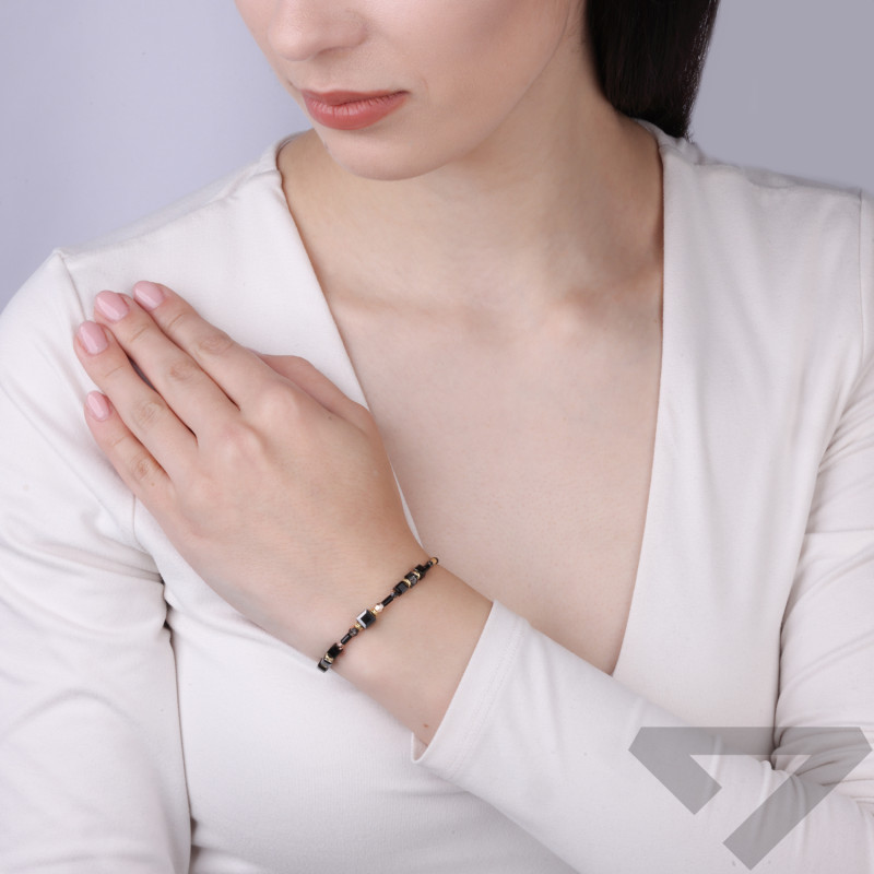 Bransoletka z kamieniami i kryształkami Swarovski, srebro 925 koloru złotego