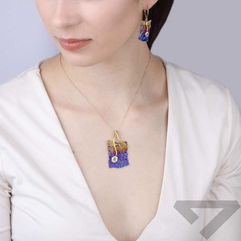 Zawieszka srebrna 925 z tytanową kolorową blaszką