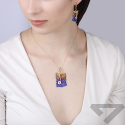 Kolczyki srebrne próby 925 z kolorową tytanową blaszką