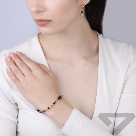 Kolczyki wiszące spinel i kryształ Swarovski, srebro 925 koloru złotego