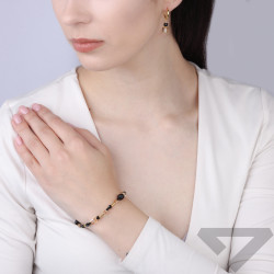Bransoletka z czarnymi spinelami i kryształkami Swarovski