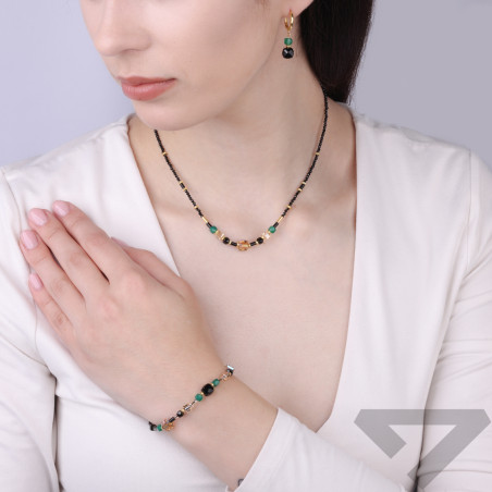 Naszyjnik z agatami, spinelami i kryształkami Swarovski, srebrne elementy próby 925 koloru złotego