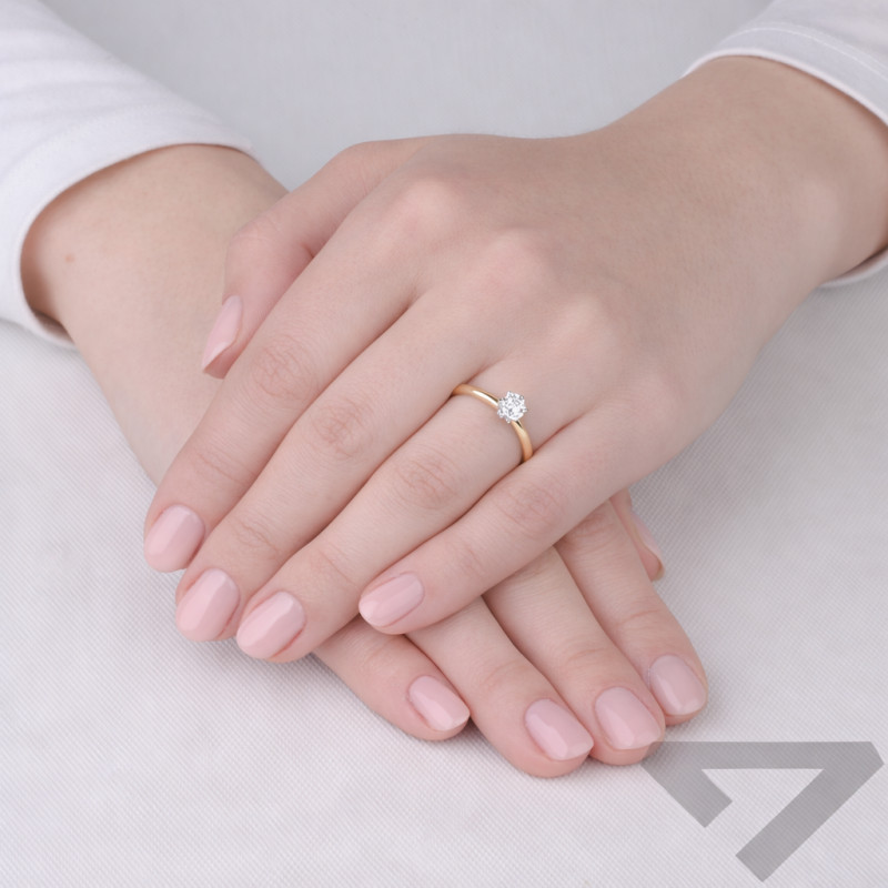 Pierścionek z diamentem laboratoryjnym Bell 0,51 ct, złoto 585