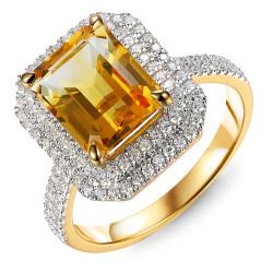 Pierścionek z diamentami 0,43 ct i cytrynem 3,38 ct, złoto 585