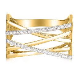 Pierścionek złoty Line z diamentami 0,13 ct, złoto 585