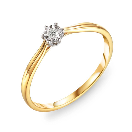 Pierścionek Soliter Magic z diamentem 0,06 ct, złoto 585