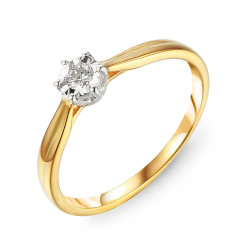 Pierścionek Soliter Magic z diamentem 0,09 ct, złoto 585