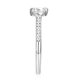 Pierścionek Soliter bis z diamentami laboratoryjnymi 0,38 ct, białe złoto 585