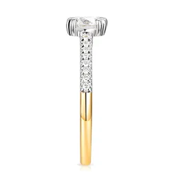 Pierścionek Soliter bis z diamentami laboratoryjnymi 1,19 ct, złoto 585