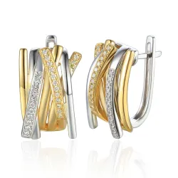 Kolczyki Dubaj z diamentami 0,22 ct, zapięcie angielskie złoto 585