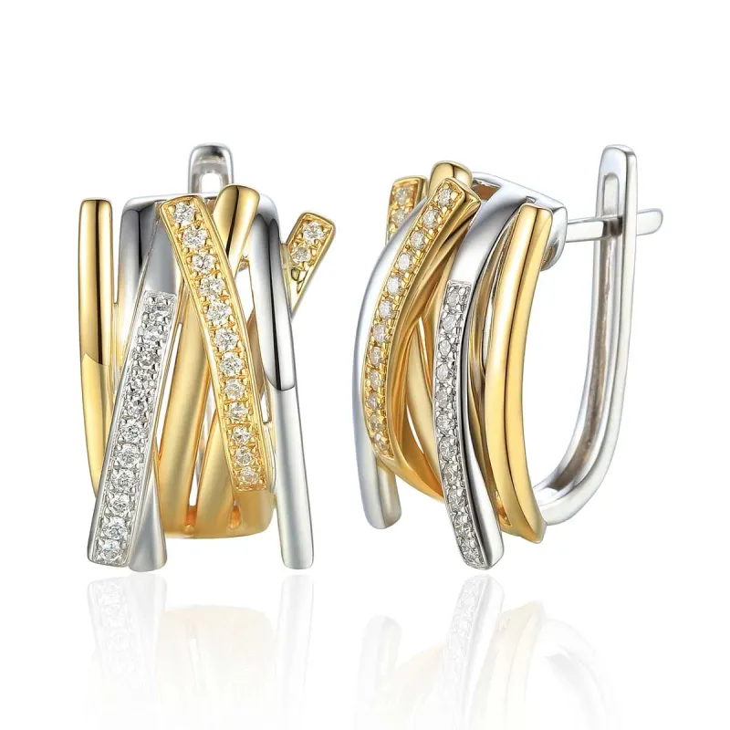 Kolczyki Dubaj z diamentami 0,22 ct, zapięcie angielskie złoto 585