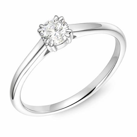 Pierścionek Soliter z diamentem laboratoryjnym 0,32 ct, białe złoto 585