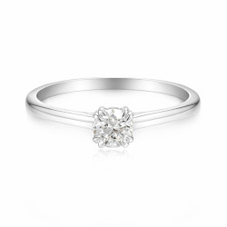 Pierścionek Soliter z diamentem laboratoryjnym 0,32 ct, białe złoto 585