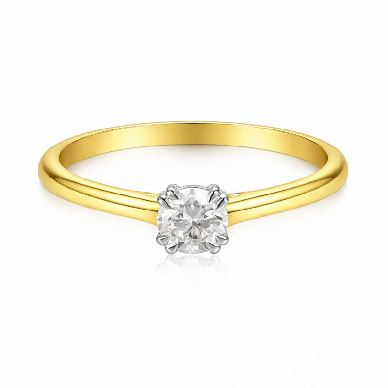 Pierścionek Soliter z diamentem laboratoryjnym 0,52 ct, złoto 585