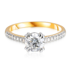 Pierścionek Soliter bis z diamentami laboratoryjnymi 1,19 ct, złoto 585