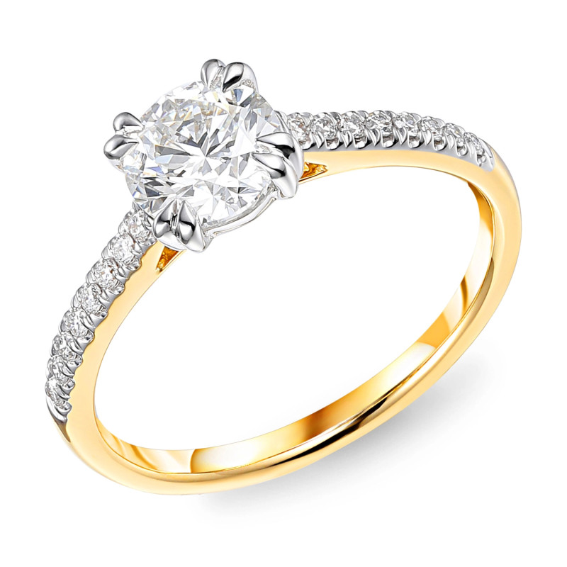 Pierścionek Soliter bis z diamentami laboratoryjnymi 1,17 ct, złoto 585