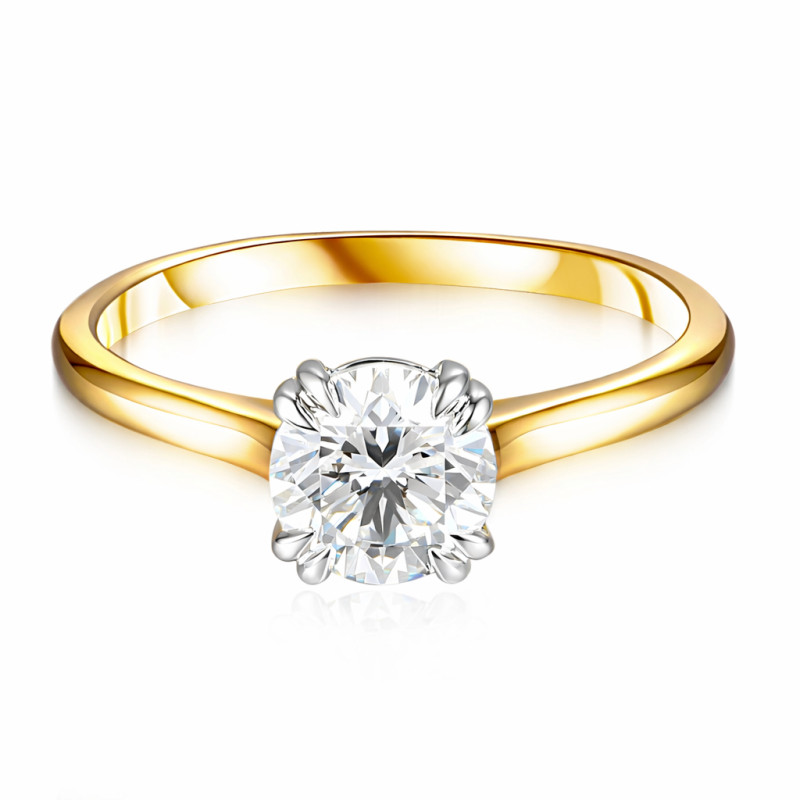 Pierścionek Soliter z diamentem laboratoryjnym 1,08 ct, złoto 585