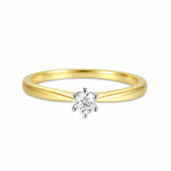 Pierścionek Soliter z brylantem 0,15 ct, złoto 585