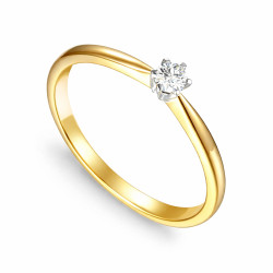 Pierścionek Soliter z brylantem 0,15 ct, złoto 585