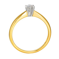 Pierścionek Soliter z brylantem 0,15 ct, złoto 585