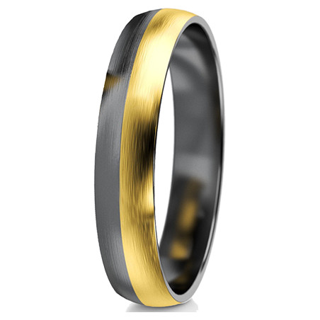 Obrączka półokrągła 4,5mm Tantal + Złoto próba 585