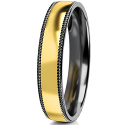 Obrączka półokrągła z miligryfem 5mm Tantal + Złoto próba 585